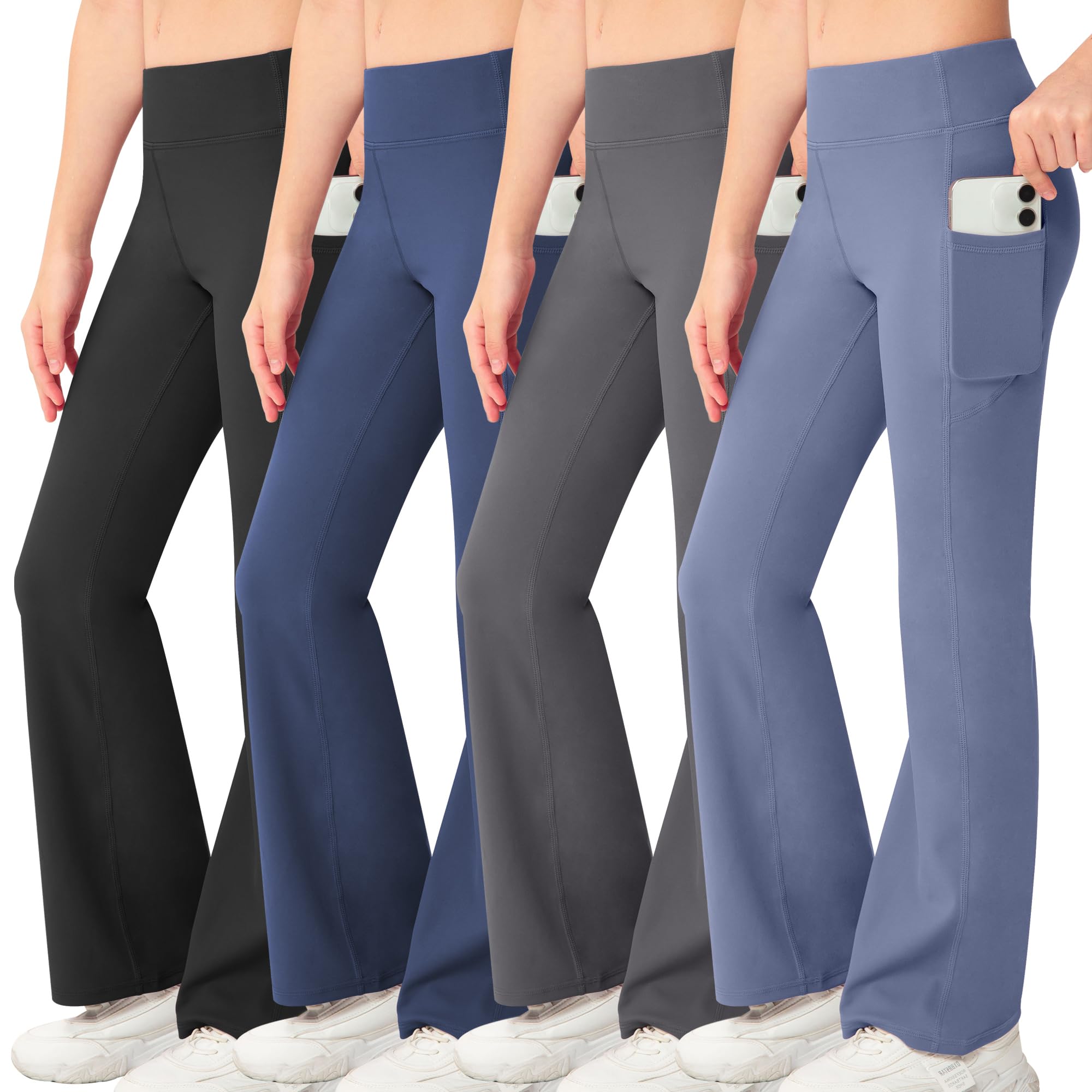 Photo 1 of ***POSSIBLY RUNS SMALL*** NORMOV Girl's Bootcut Yoga Pants with Pockets,High Waisted Casual Kids Bell Bottoms Pants (Black/Dark Grey/Navy/Blue/XL)