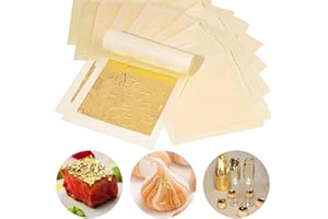 SKYPRO LTKJ 24K Edible Gold-Leaf Sheets 20 Sheets 4.33 x 4.33 cm Pure Gold-Foil Leaf for Food Decoration,Facial Spa Gilding Crafting 1.7"