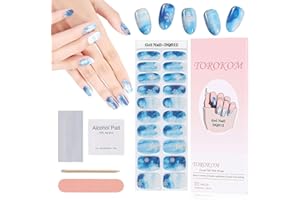 TOROKOM Christmas Cured Gel Nail Strips,Snowflake Gel Nail Polish Strips Long Lasting Waterproof Gel Nail Stickers with Stick, Nail File, Wipes & Sealing(UV/LED Lamp Required)