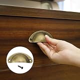 Juibao 12x Vintage Shell Cup Pull Handles Gold Bronze Retro Metal Cabinet view 7