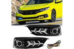 AFOGGEST Daytime Running Light For Honda Civic 2019 2020 Fog Lights Sequential Turn Signal Lamp DRL Tri-Colors LED Driving Light with Bezel + Wire Harness