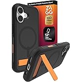 ZAGG Sedona Snap Case with Kickstand for iPhone 17 - Flood Black, Drop Protection (13ft/4m), Multi-Layer Protection, with Camera Button, MagSafe Phone Case with Impact-Absorbing Bumpers