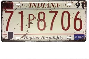 ROOKOPR Indiana License Plate Aluminum Novelty Car Decor License Plates 12"x6" Front of Car Decorative Retro Rusty License Plate for Men Women Car-14