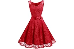 Dressystar Women Floral Lace Bridesmaid Party Dress Short Prom Dress V Neck
