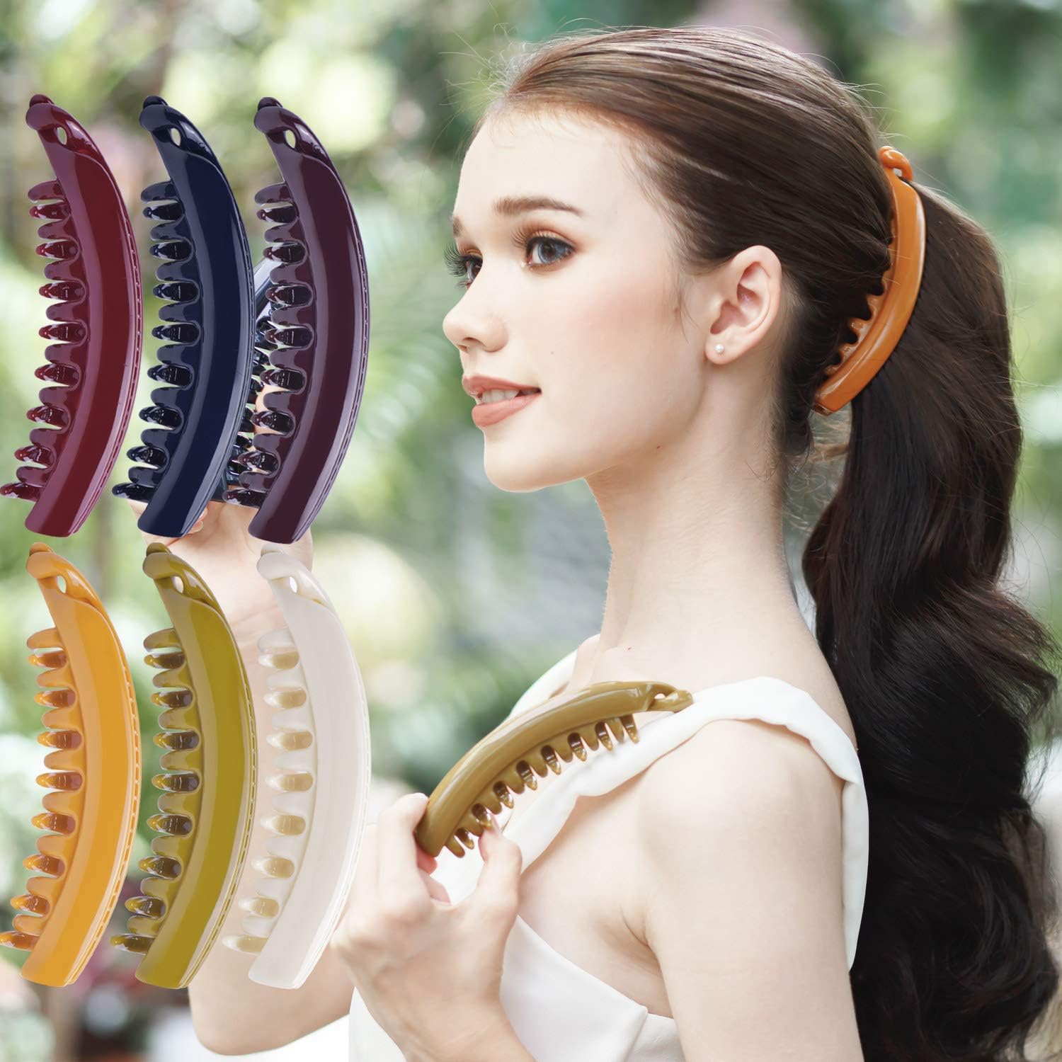 RC ROCHE 6 Pcs Large Banana Hair Clips Claws for Women Thick Curly Ponytail Holder Maker Big Comb No Crease Strong Hold Styling Clasp