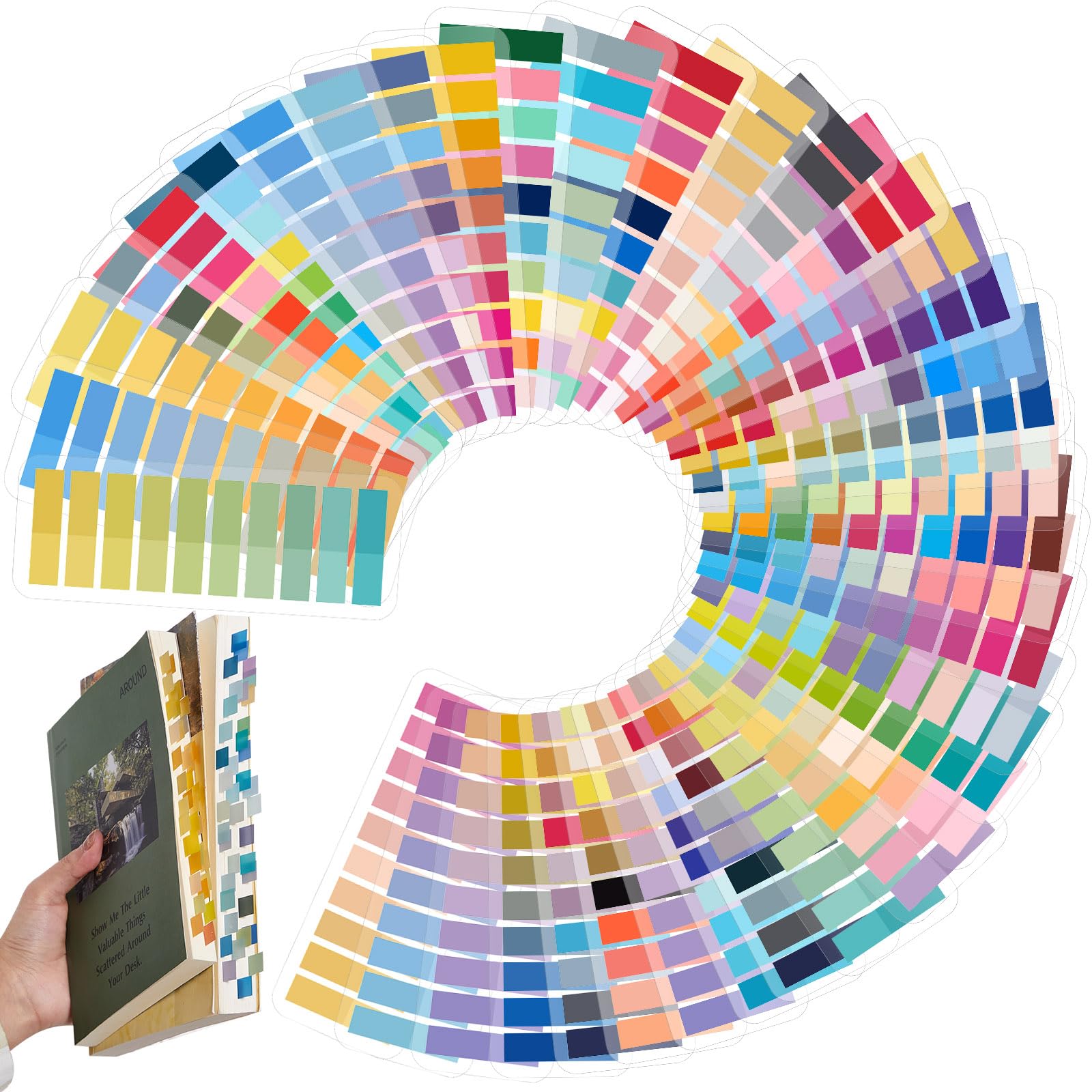 Photo 1 of ReliThick 8000 Pcs Annotation tabs Sticky Tabs for Books Transparent Sticky Notes Multi Colored Writable Page Markers Book Flags Strip for Annotating Reading Supplies Bookish Gift (Gradient Color)
