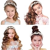 MAQUITA 4 Pcs Flower Girl Headpiece Rhinestone Crystal Wedding Headband Bridal Flower Headband for Girls Baby Hair