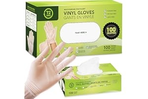 72 HRS Vinyl Gloves - 4mil, Disposable Gloves, Latex/Powder Free, Gants Jetables for Cooking & Household Cleaning