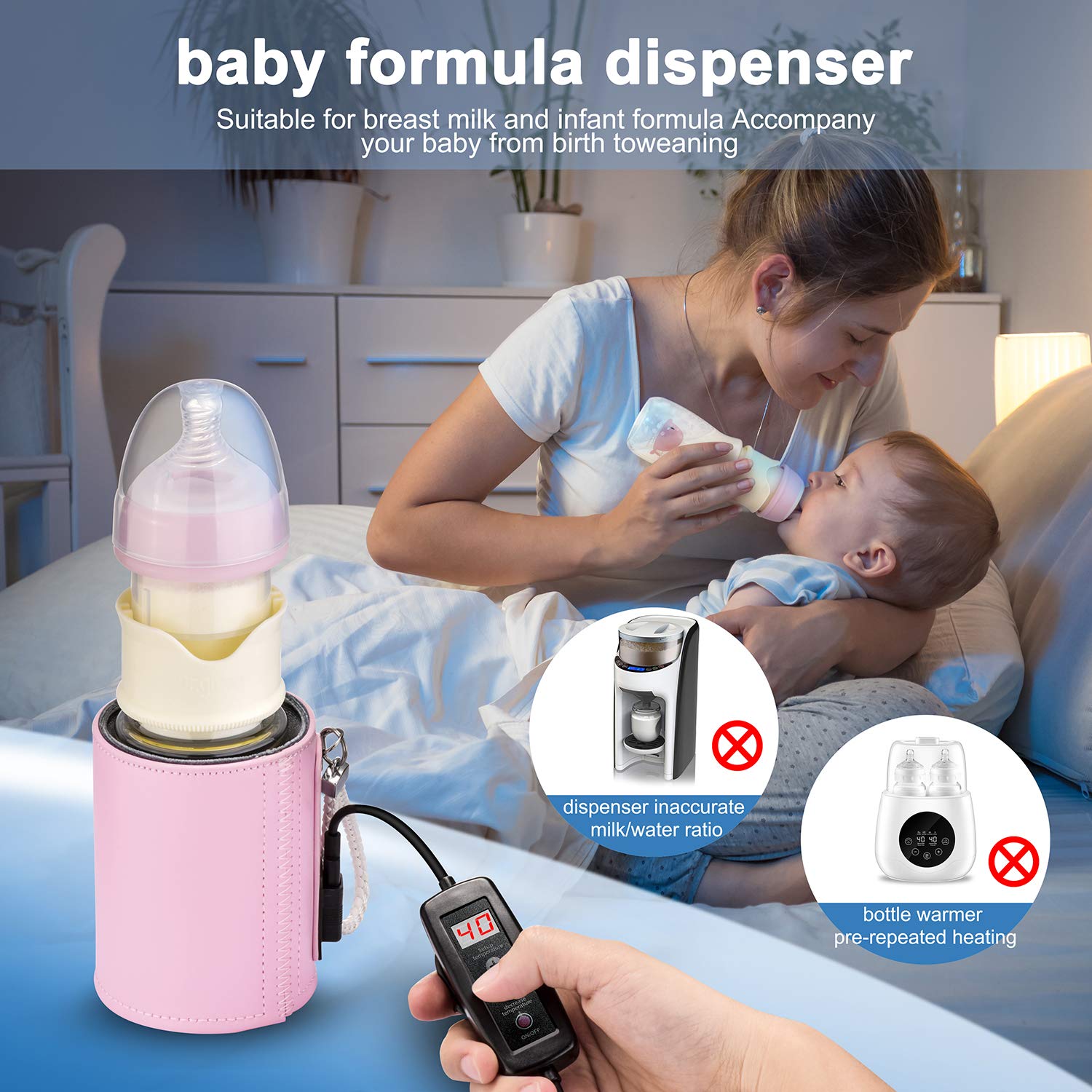 AIKEBAO Heating Constant Temperature Baby Glass bottles8oz, Baby Bottle Mixer/Formula Mixing Bottle/Baby Bottle with Formula Dispenser, Suitable for Breast Milk and Infant Formula : Baby