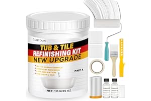 GALITOON Tub and Tile Paint, 35oz White Tub Paint with Tools, Odorless DIY Countertop Paints for Wall, Fiberglass/Bathroom/Floor/Cabinet/Kitchen/Porcelain, Tub and Tile Refinishing Kit (White)