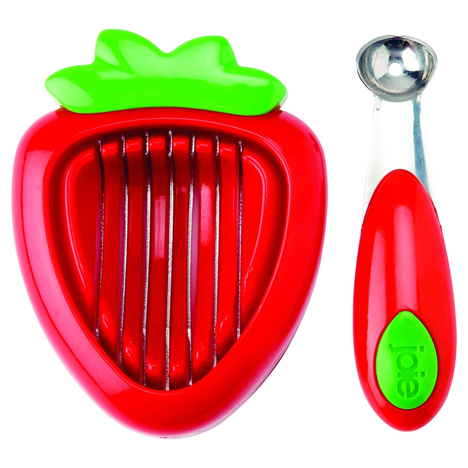 Joie Kitchen Gadgets 87312 Joie Strawberry Hull and Slice, Plastic, Red 2-Piece Set