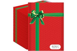 BAYLUE Christmas Poly Bubble Mailers, 2 Cushion Mailer, 8.5x12 inch, Self Seal, Lightweight, Water/Dust/Shock/Tear Resistant, Xmas Red Green Gift Packaging Envelope, Holiday Themed, Pack of 10