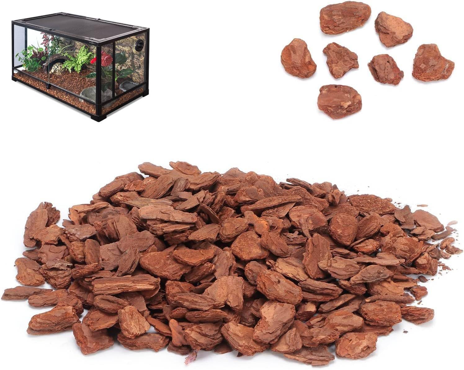 HERCHR Bark Bedding Reptile Box Bedding Pine Bark Granule Tortoise Granule Substrate Bearded Dragon Tank Flooring for Reptiles Tortoises Lizards Snakes Gecko Chameleon Tank Accessories (S)