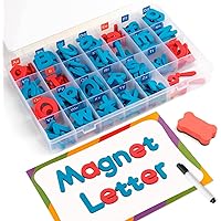 Coogam Magnetic Letters 251 Pcs with Magnetic Board and Storage Box - Uppercase Lowercase Foam Alphabet ABC Magnets for Fridg