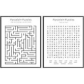 BigWig Prints Bathroom Word Search Wall Decor - Funny Bathroom Maze Art, Crossword Puzzle Posters, Forgot Your Phone Art for Bathrooms, Unique Wall Artwork for Restroom - Unframed 2 PCS (11x14)