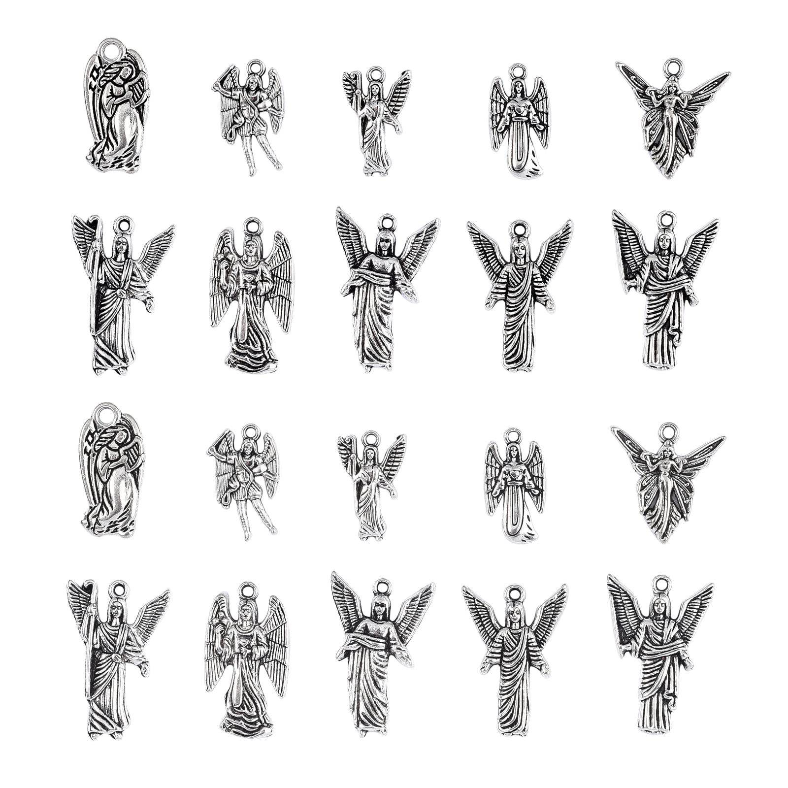 Photo 1 of KitBeads 100pcs Angel & Fairy Charms - 10 Styles, Antique Silver Alloy Mother Mary Charms for Jewelry Making