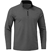 Qngwrtk Mens Quarter Zip Golf Pullover - Long Sleeve, Striped, UPF 50+, Dry-Fit with Collar for Running & Casual