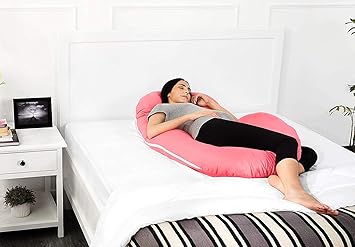 Amazon Brand - Solimo Maternity Pillow, Medium, Baby Pink