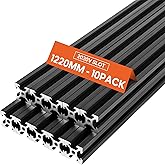 1220mm 10pcs Aluminum Extrusion European Standard 2020 V Slot Anodized Linear Rail for 3D Printer Parts and CNC DIY Black