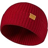 FUQILA 100% Merino Wool Fisherman Beanie Hat, Unisex Warm Winter Hats, Soft Breathable Knitted Short Cuffed Cap