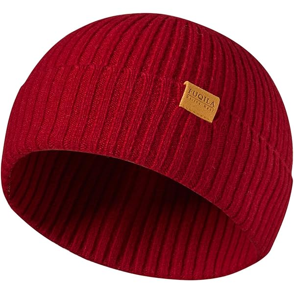 FUQILA 100% Merino Wool Cuff Beanie Hat, Unisex Warm Winter Caps