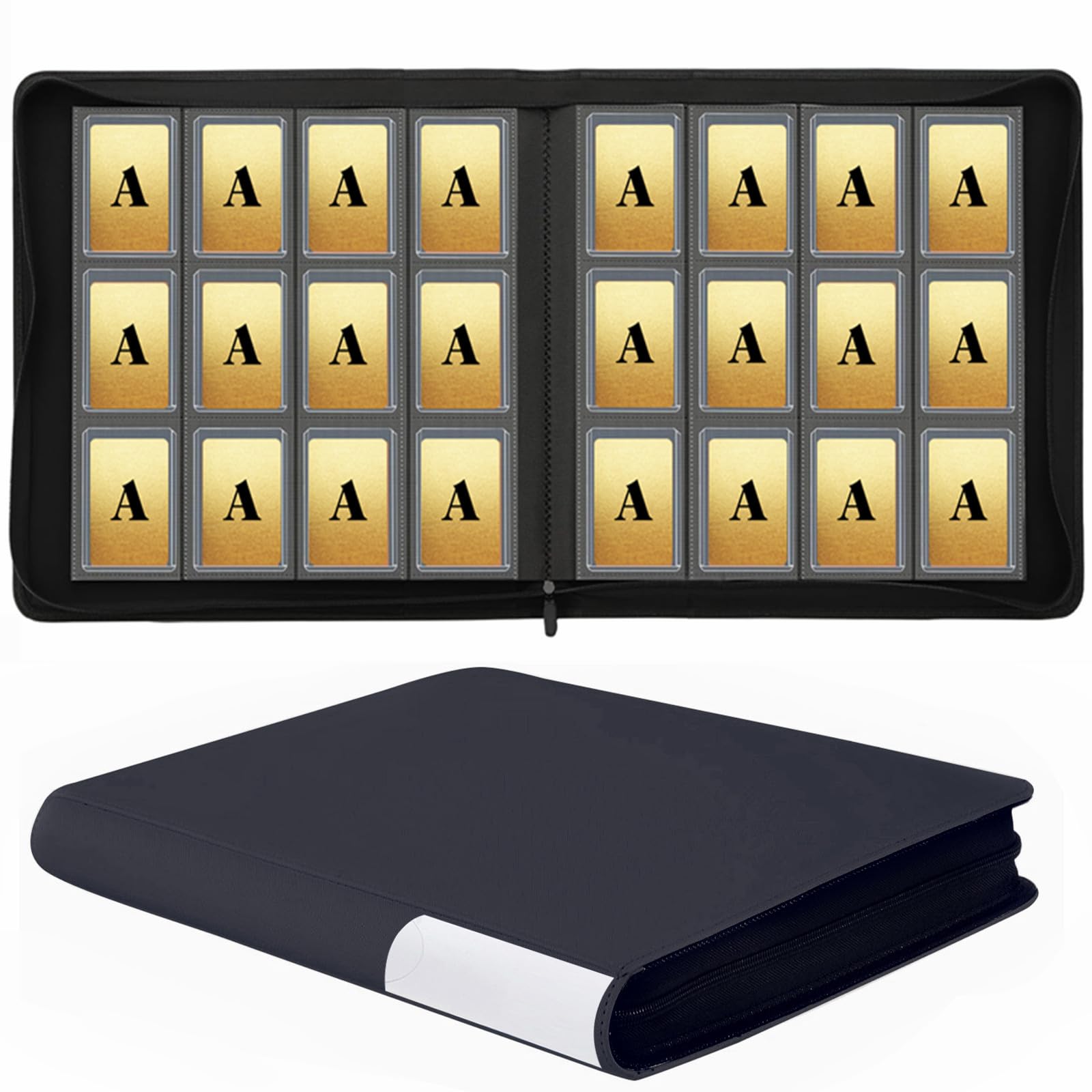 Photo 1 of 12-Pocket Toploader Binder, Holds 480 Toploaders, Sports, Trading & TCG/MTG Card Storage, Compatible with 3"x4" Top Loader (Black)