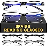 AIMISUV 6Pack Reading Glasses Men,Spring Hinge Blue Light Blocking Readers,Anti Eyestrain Computer Magnifying Eyeglasses