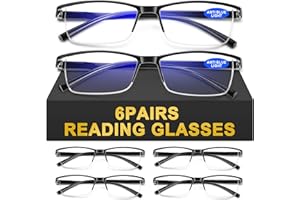 AIMISUV 6Pack Reading Glasses Men,Spring Hinge Blue Light Blocking Readers,Anti Eyestrain Computer Magnifying Eyeglasses