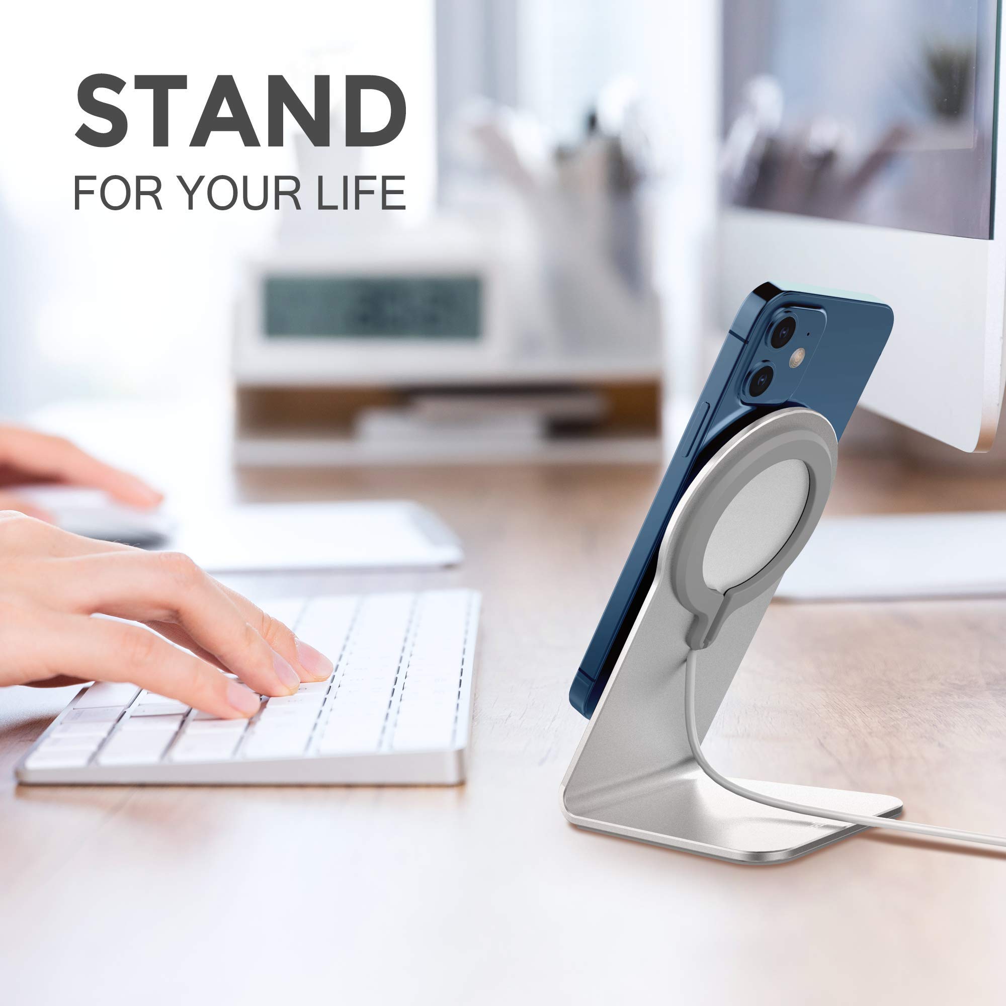 Stand for MagSafe Charger, CreaDream Aluminum Stand Holder for iPhone 16 15 14 13 12 Series, Magsafe Accessories Compatible with iPhone 16 15 14 13 12 Plus, Pro, Pro Max [MagSafe Charger Not Included]