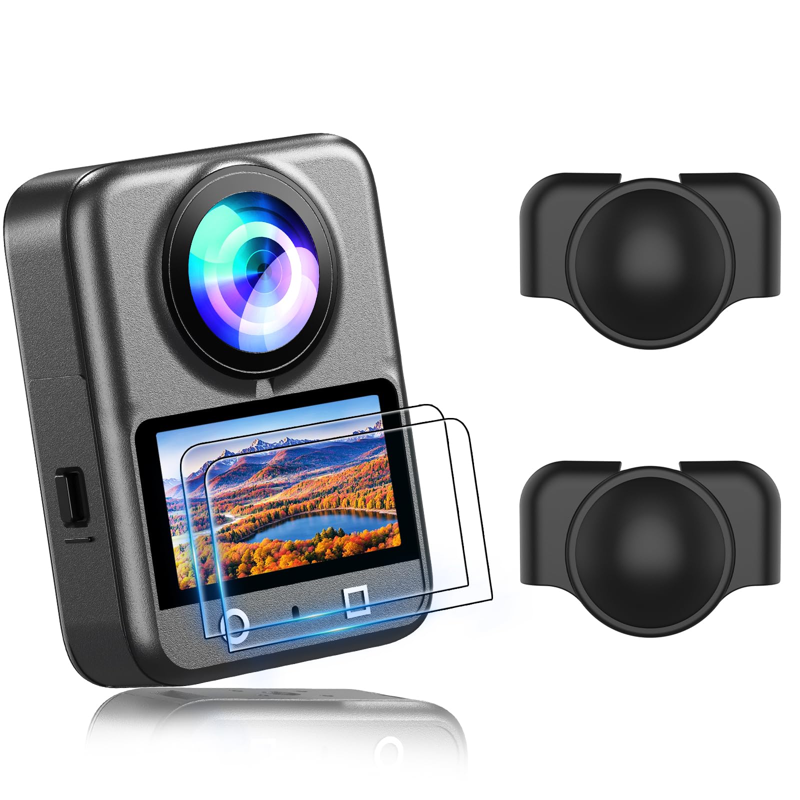 Photo 1 of AMAZEAR Screen Protector for DJI OSMO 360 Accessories, HD Display Film with Silicone Lens Cap 9H Hardness Tempered Glass Anti-Fingerprint Scratch Resistant