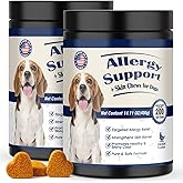 Dog Allergy Chews for Itchy Skin Relief and Immune Support,400PCs Probiotic and Antioxidant Formula for Dogs,Helps Repair Skin Barrier Function,Allergy Relief Chewable Tablets for Dogs