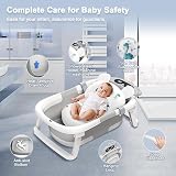 Glenmore Foldable Baby Bath Tub Grey Non Slip Support Cushion Travel Portable view 4