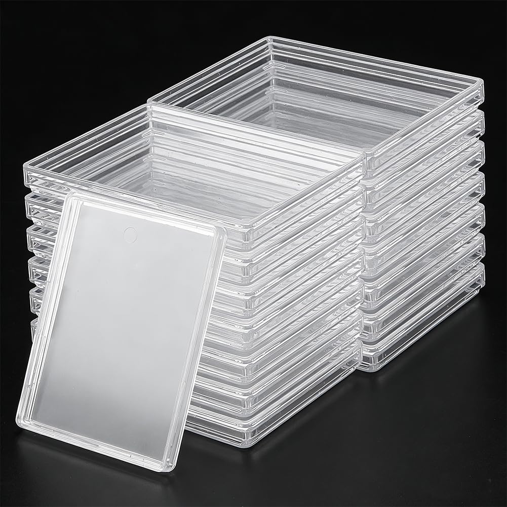 GOMAKERER 15 Pcs Clear Deck Case, 3.7 x 2.76 x 0.43 Inch Transparent Game Card Holders Blank Playing Card Cases for Game Cards Storage