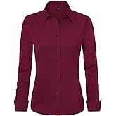 J.VER Womens Dress Shirts Long Sleeve Button Down Shirt Wrinkle-Free Business Casual Blouse Office Work Tops