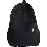 AFGWK Vintage Canvas Backpack for Women Grunge Hippie Cute Boho School Backpack Casual Y2K Aesthetic Backpack (Black)