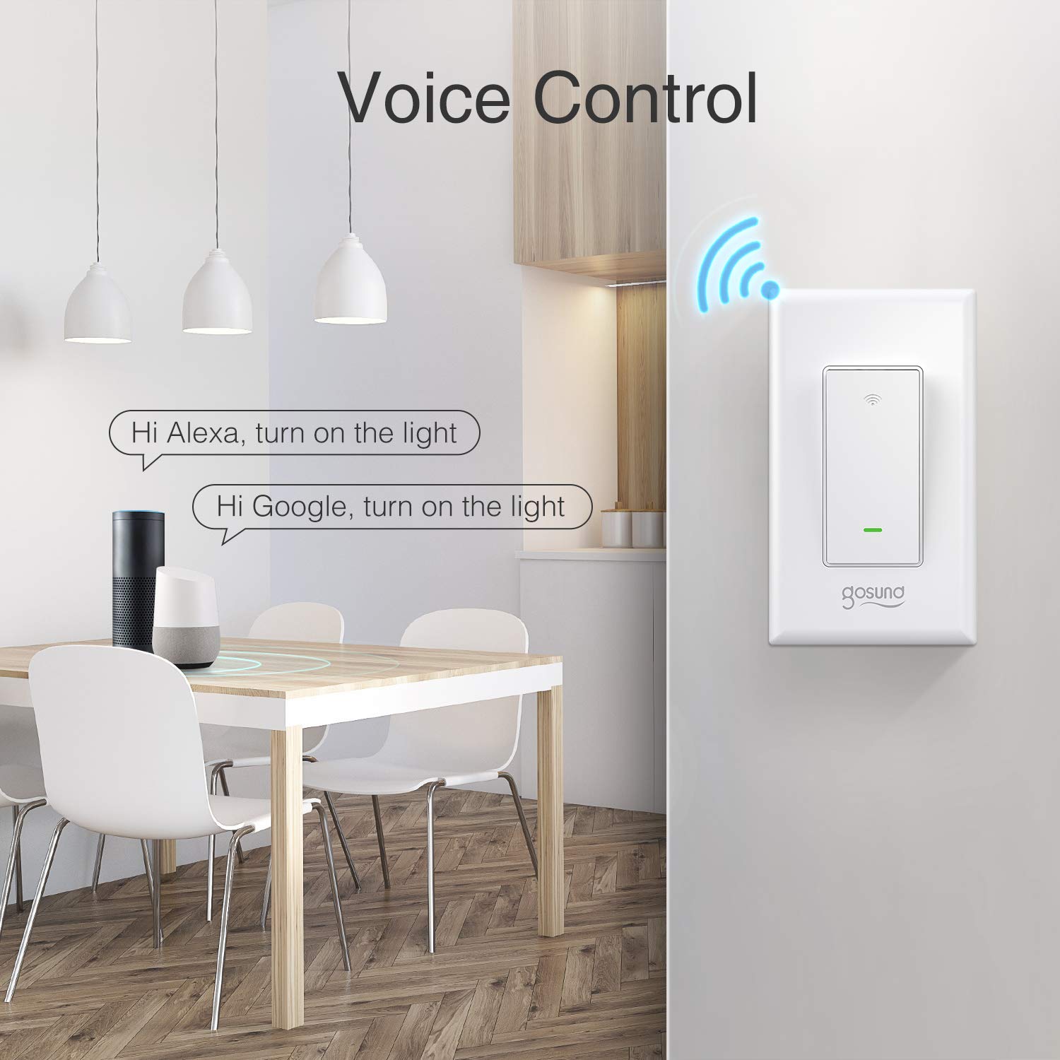 Smart Light Switch, Gosund 2.4Ghz WiFi Light Switch Works with Alexa, Google Assistant, Remote Control/Voice Control and Schedule, Neutral Wire Required, Single-Pole, No Hub Required: Industrial & Scientific