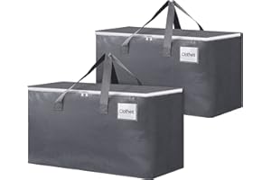BlissTotes Large Moving Bags and with Zippers & Handles Moving Supplies with lids, Heavy Duty Totes for Storage Bags for Space Saving, Fold Flat, Moving and Storing 93L, 2 Pack