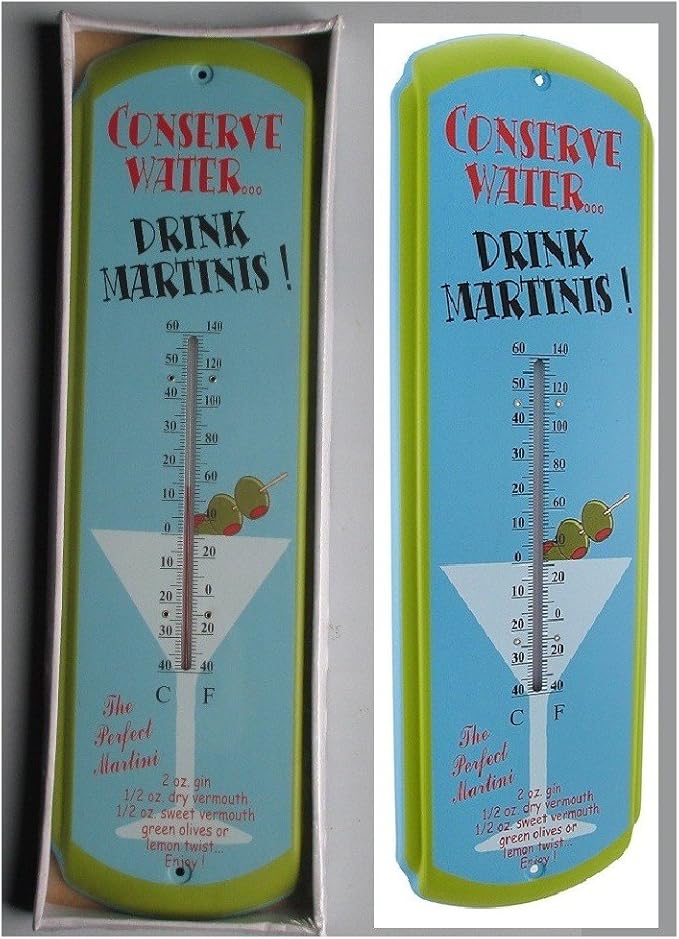 Hotrodspirit Thermometre Martini Conserve Water Humour Bar Deco Tole Amazon Fr Cuisine Maison
