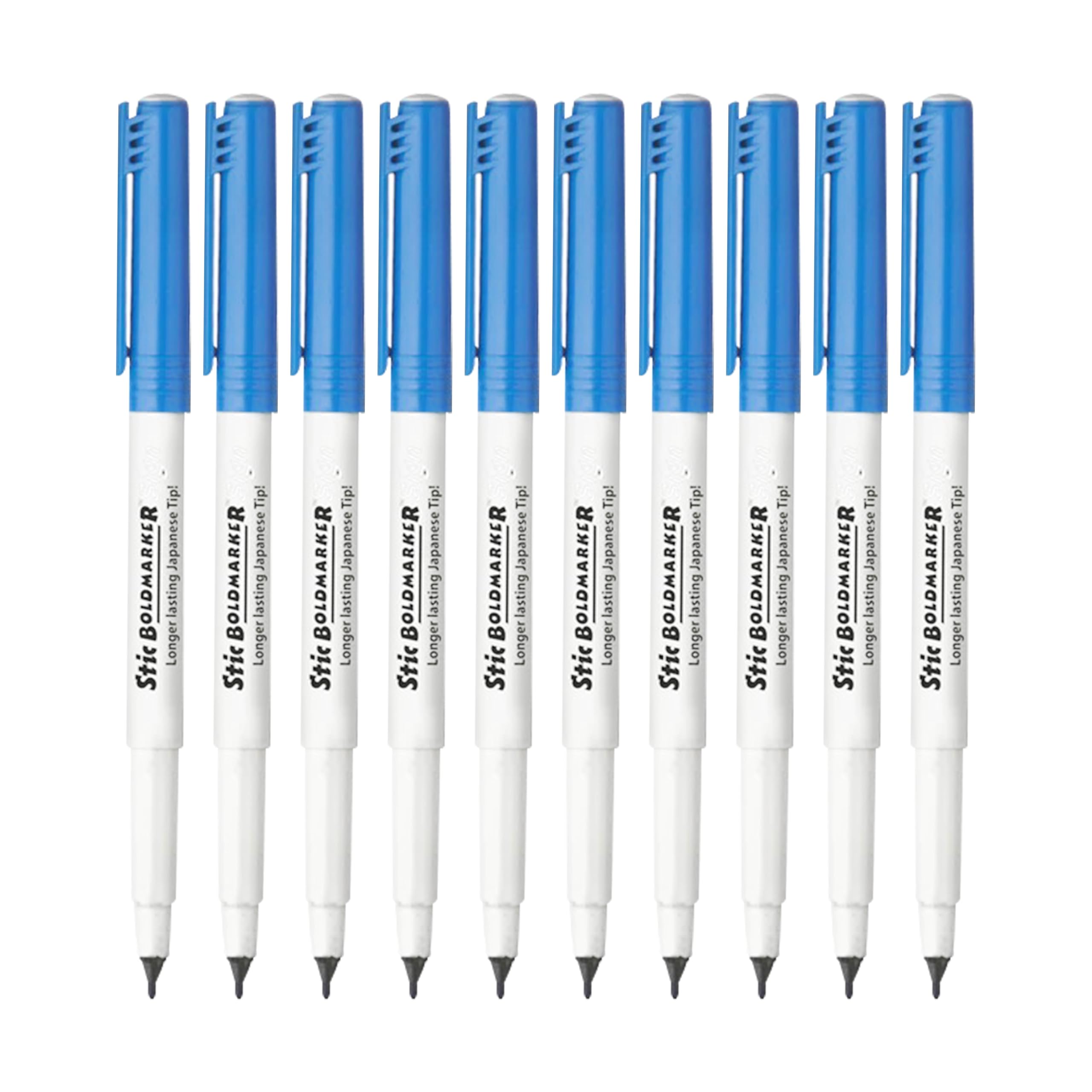 BM25 Sign Fineliner Pens, BLUE, Pack of 10, Medium Fibre Point, Perfect for Sign Write Draw Sketch Mark Illustrations Calligraphy, iZOFAX