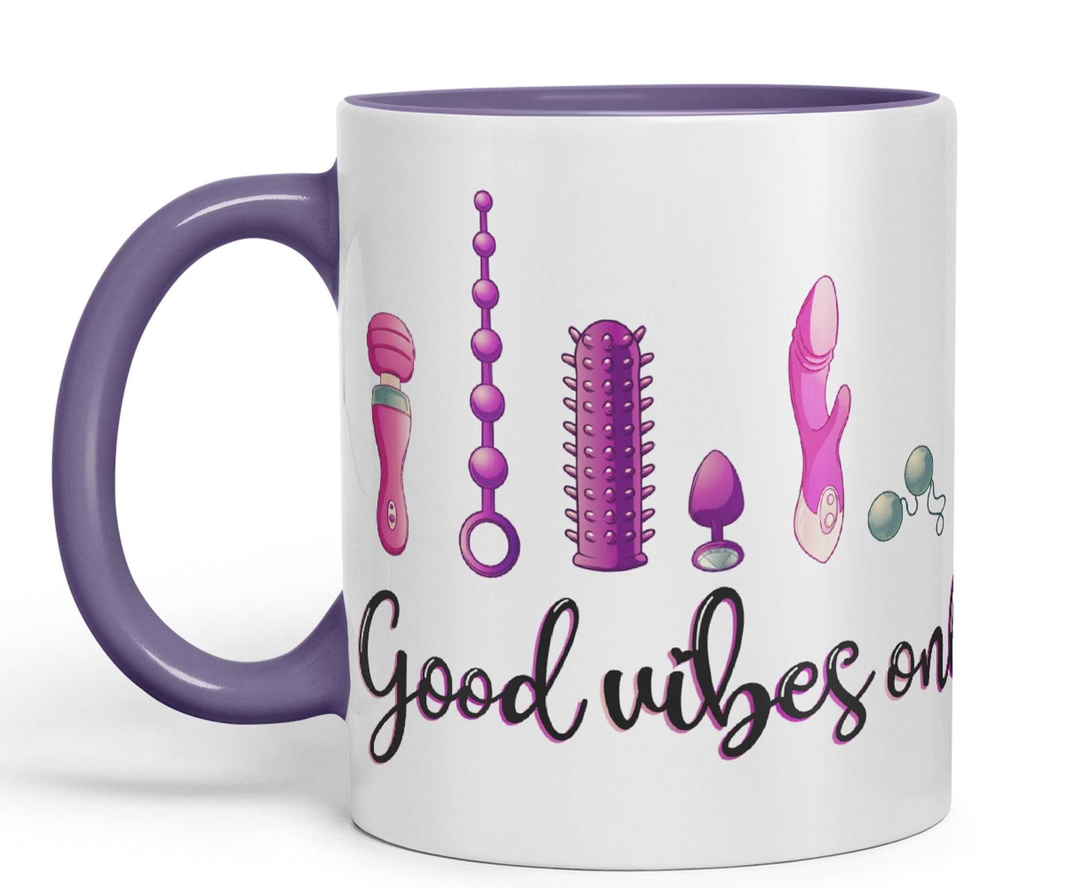 Good Vibes Only Woman Toys Ceramic Coloured Mug Cup Gift Tea Coffee Christmas Office Home Sarcastic Joke (Purple)