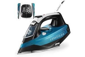 YASHE Steam Iron for Clothes, 1800W Clothes Iron with 3-Way Auto-Off, Nonstick Stainless Steel Soleplate, Powerful Clothing Iron with Self-Cleaning, Ironing, Anti-drip, Anti-calc Function