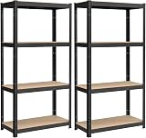 SONGMICS 4-Tier Shelving Units Set of 2, Boltless Steel Shelves 40x80x160 cm