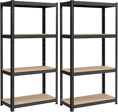 SONGMICS 4-Tier Shelving Units Set of 2, Boltless Steel Shelves 40x80x160 cm