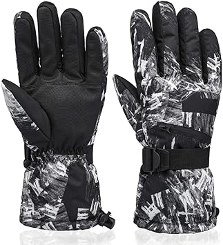 Amazon スキーグローブ 手袋 メンズ 100 完全防水 裏起毛 スマホ対応 レディース 冬用 革 バイク スポーツ スキー スノーボード 自転車 サイクリング ランニング クライミング 通勤通学 作業 アウトドア 長い袖 滑り止め付き ブラック ホワイト Xl Awovin