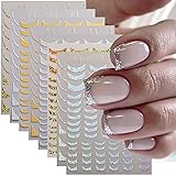 8 Sheets Glitter French Tip Nail Stickers for Nails