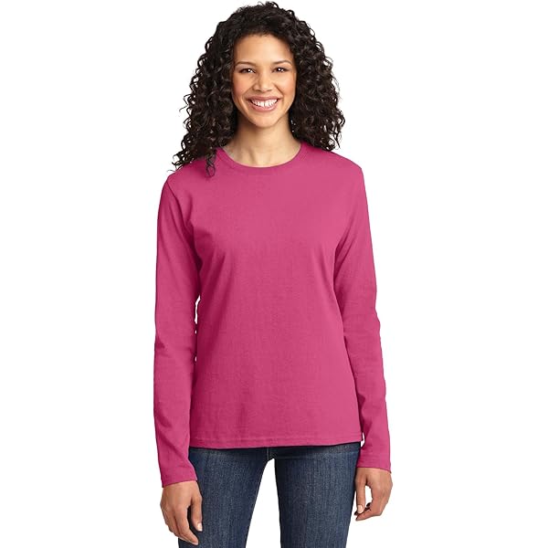 Port & Company Ladies Long Sleeve 100% Cotton T-Shirt, Candy