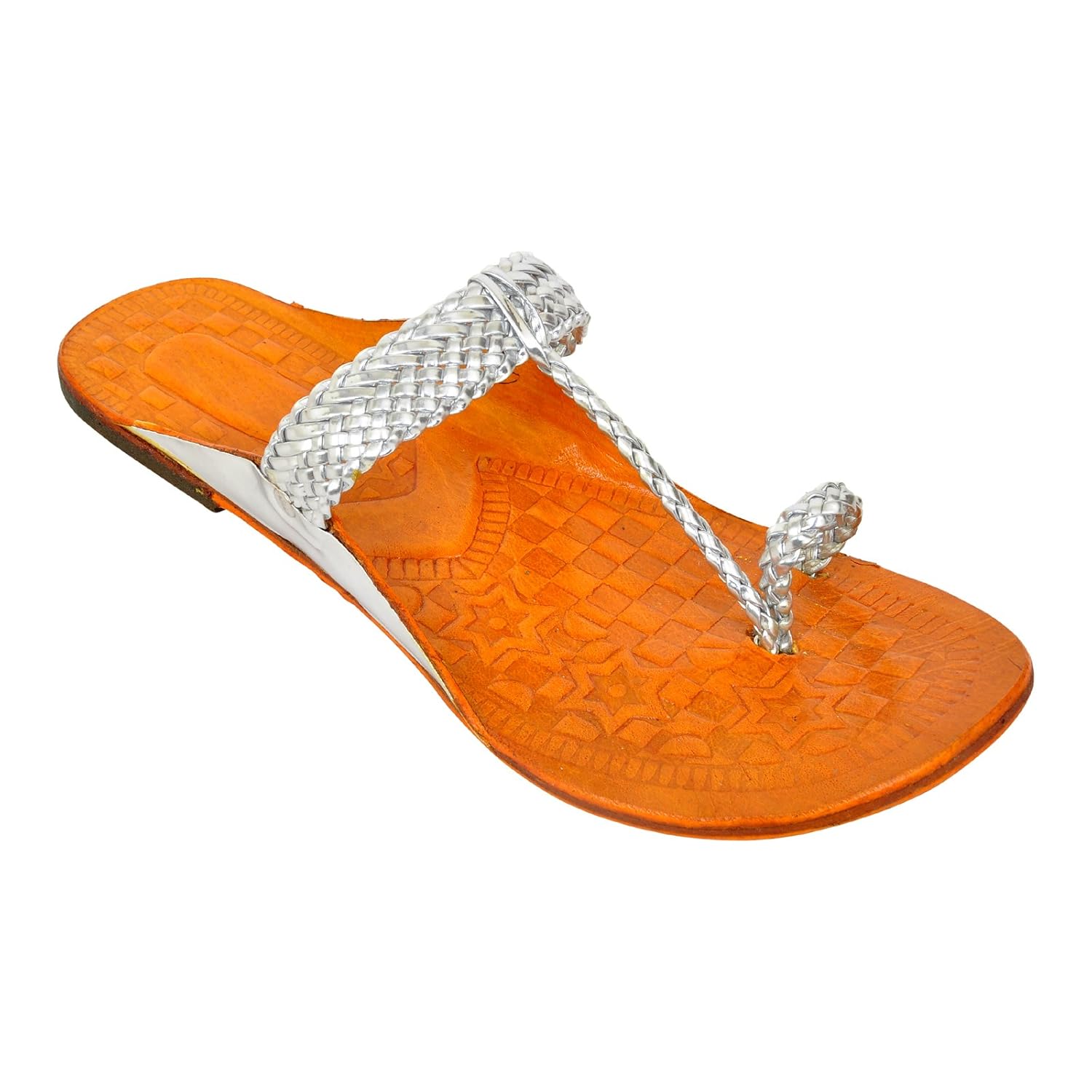 altek stylish women leather kolhapuri chaapls (1368_silver)