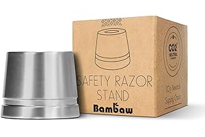 Bambaw Silver Safety Razor Stand | Razor Holder Stand | Straight Razor Stands does not fit all Safety Razors | Double Edge Safety Razor Stand | Shaver Holder Stand Razor Base | Single Razor Stand