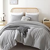 ROSGONIA King Size Comforter Set Grey, 3pcs King Comforter Set (1 Gray Comforter & 2 Pillowcases) All Season Soft Lightweight Bedspread Blanket Quilt