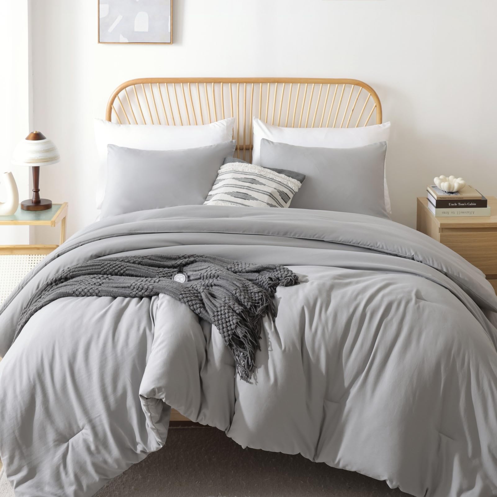 Photo 1 of ROSGONIA Twin Comforter & Pillowcase Set, Lightweight Grey Bedding for College Girls & Boys